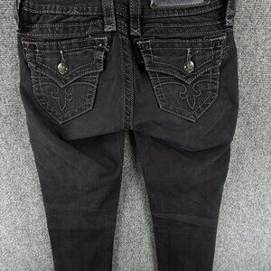 Rock Revival Jen Skinny Jeans Stretch Denim Women 25 Black Music ACTL 27X29